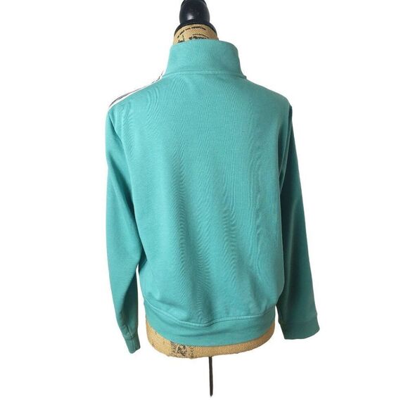 Adidas Women's 1/4 Zip Pullover Sweatshirt Small Teal With Striped Sleeves NWOT - Picture 4 of 7
